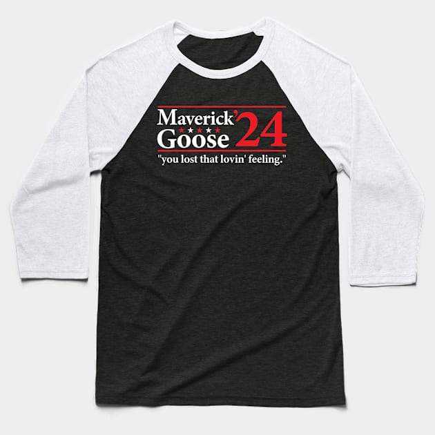 Maverick Goose 2024 Election Baseball T-Shirt by vintage-corner